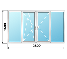 Теплое балконное окно Rehau 2800x1600