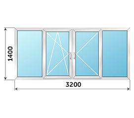 Теплое балконное окно KBE 3200x1400