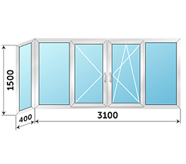 Теплое окно на балкон Rehau 3500x1500