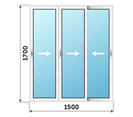 Трехстворчатое окно Vidnal 1500x1700