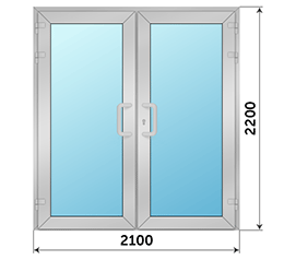 Двухстворчатая дверь остекленная Realit 2100x2200